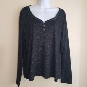 Apostrophe Black/Metalic Long Sleeve T Size XL